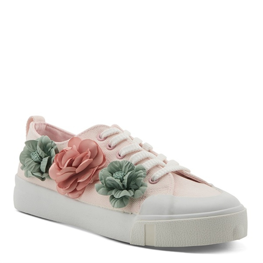 Floral Canvas Sneakers - Pink and Green